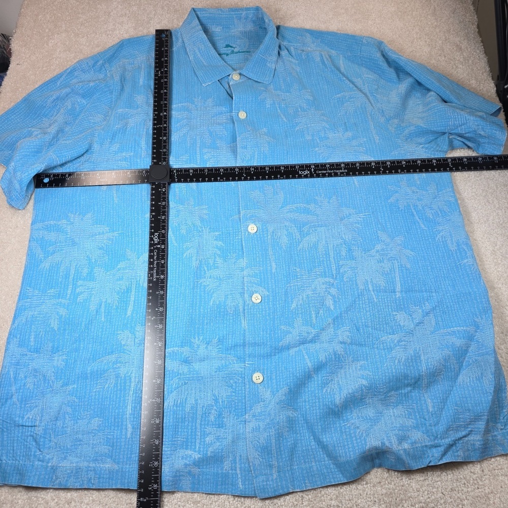 Tommy Bahama Shirt Mens XXL Blue Silk Tropical Logo Button-Up Hawaiian Tropical - Picture 7 of 9